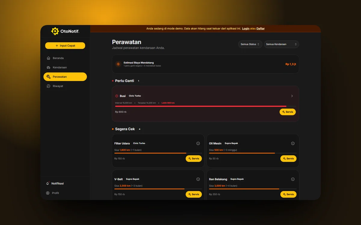 OtoNotif – Vehicle Health Tracker preview 4